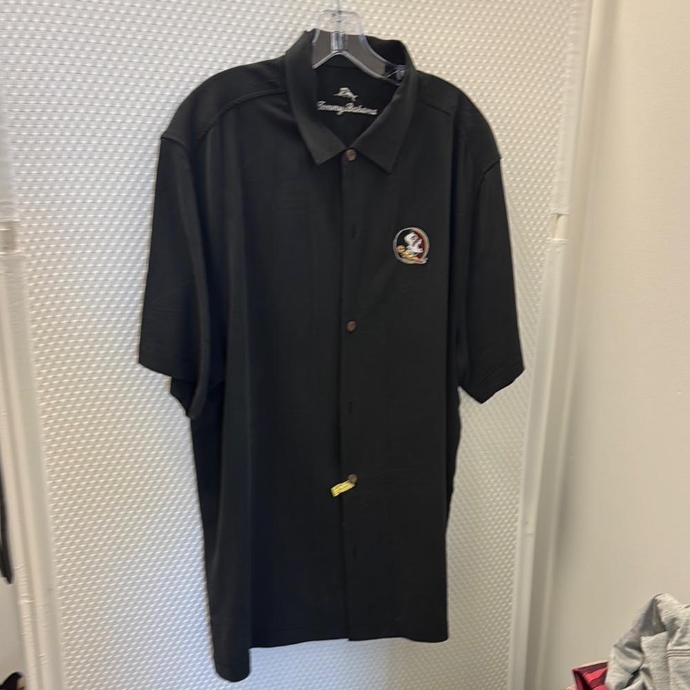 Tommy Bahama Black Casual Button Down Shirt with Embroidered Logo Florida State
